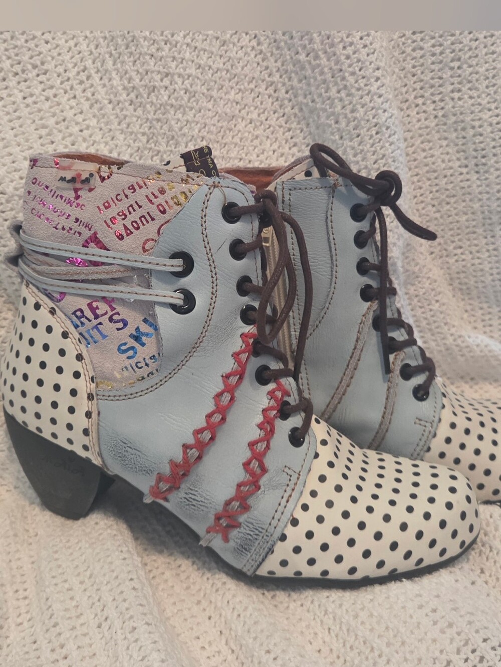 MAiA TMA EYES Colorful Polka Dot Ankle Boots Sz 40 EUR 9-9.5 US